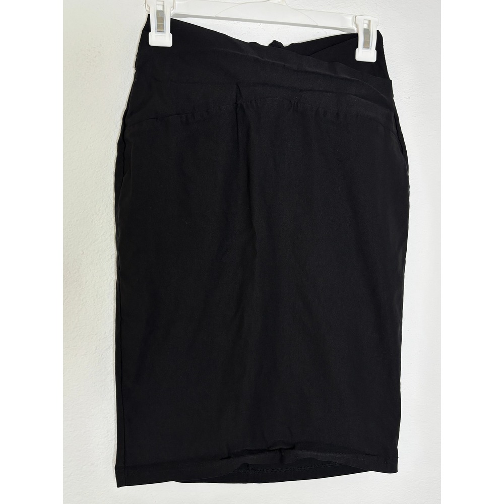 Grace Karin Black Crossover High Waist Pencil Skirt Small Office Career Bodycon